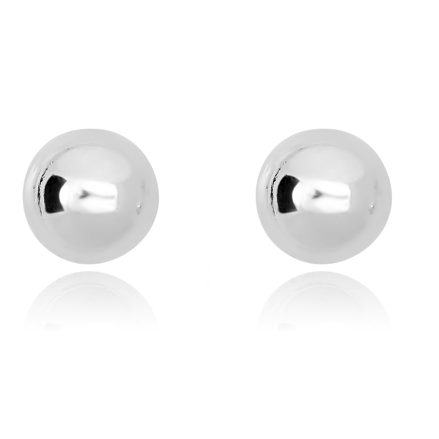 AVORA 14K White Gold 6mm Polished Ball Stud Earrings